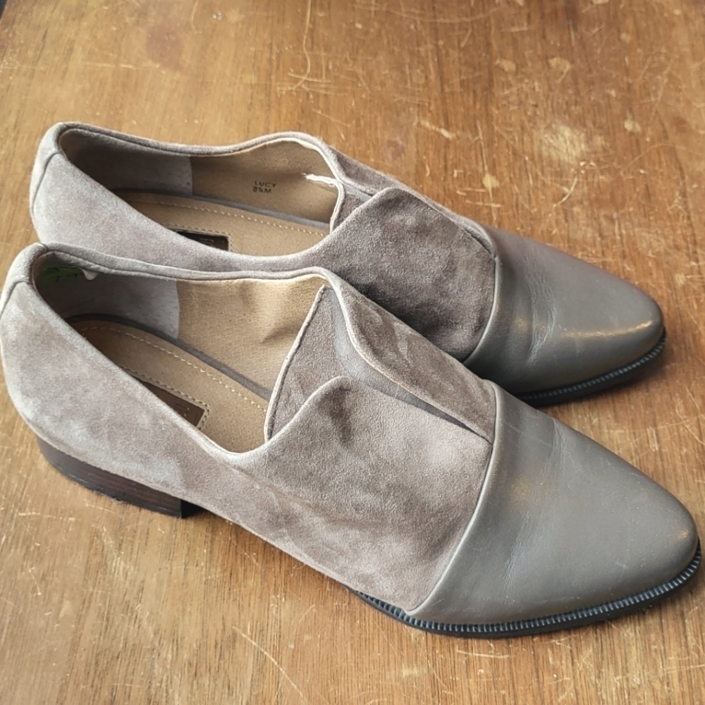 Tahari Lucy Cap Toe Suede Taupe Loafer
